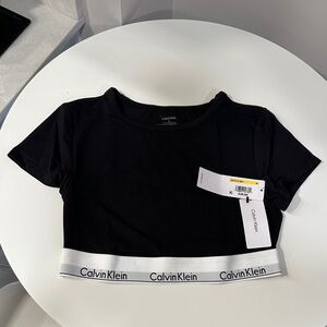 Calvin Klein Black and White Logo Crop Top